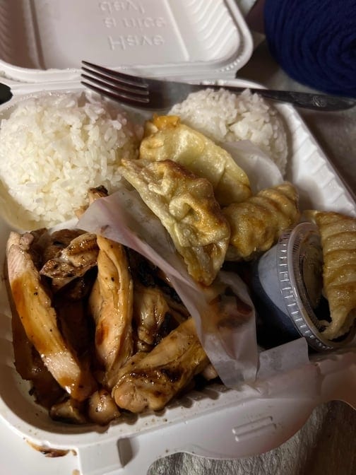Teriyaki Chicken with Gyoza.