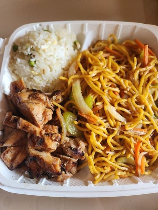 Teriyaki Chicken with Vegetable Chow Mein.