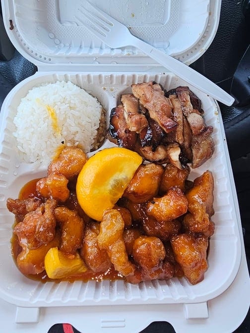 Teriyaki Chicken with Orange Chicken.