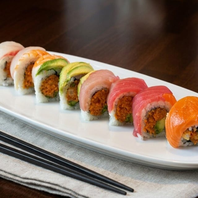 Spicy Rainbow Roll.