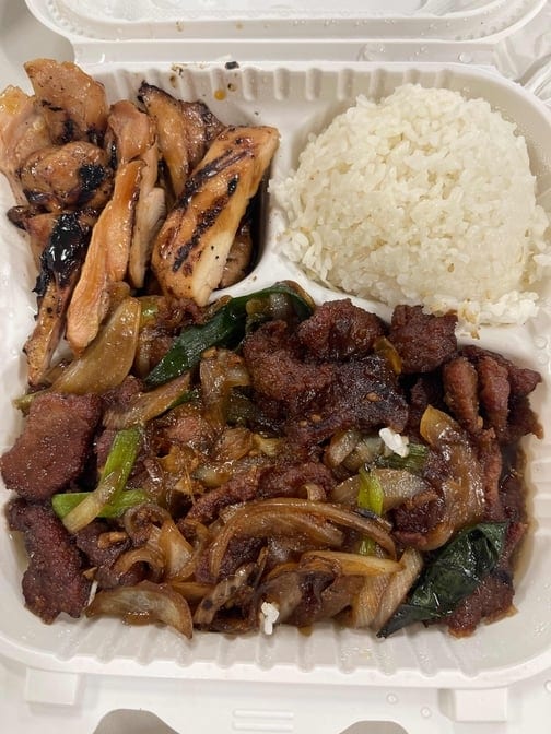 Teriyaki Chicken with Mongolian Beef.